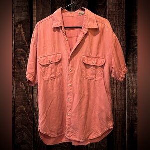 Men's Salmon Button-Up Shirt 100% Silk
